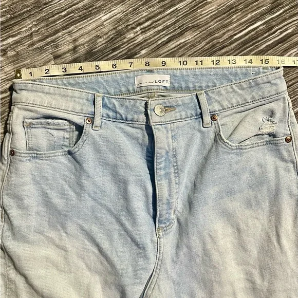 Loft Destructed Light Blue Curvy high waist ankle jeans - Picture 6 of 8